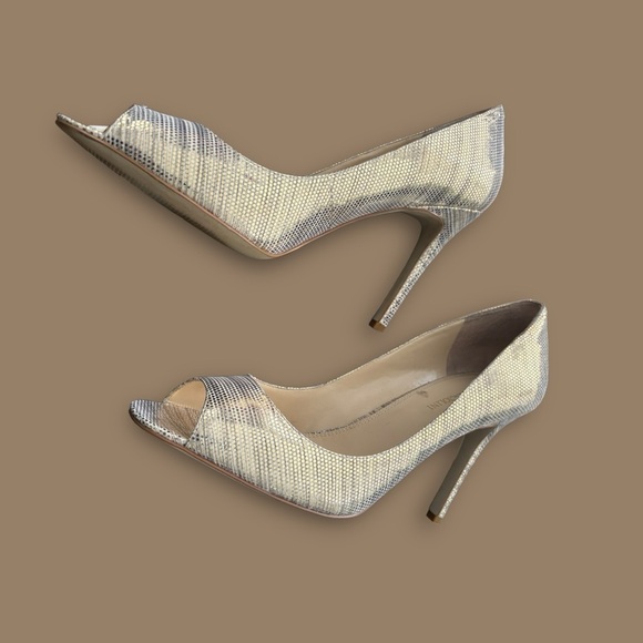 Enzo Angiolini‎ Gold Metallic Peep Open Toe Heel Eve Party Shoe Stiletto SZ 11M - Picture 5 of 9